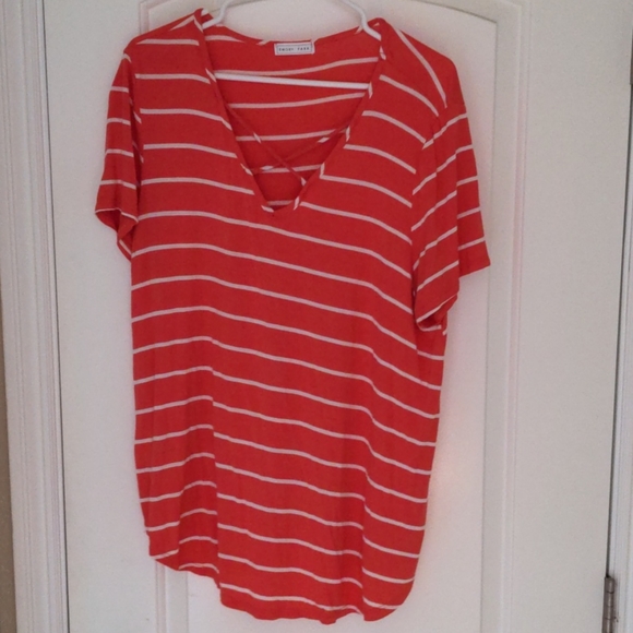 emory park Tops - Emory Park Orange Striped Shirt